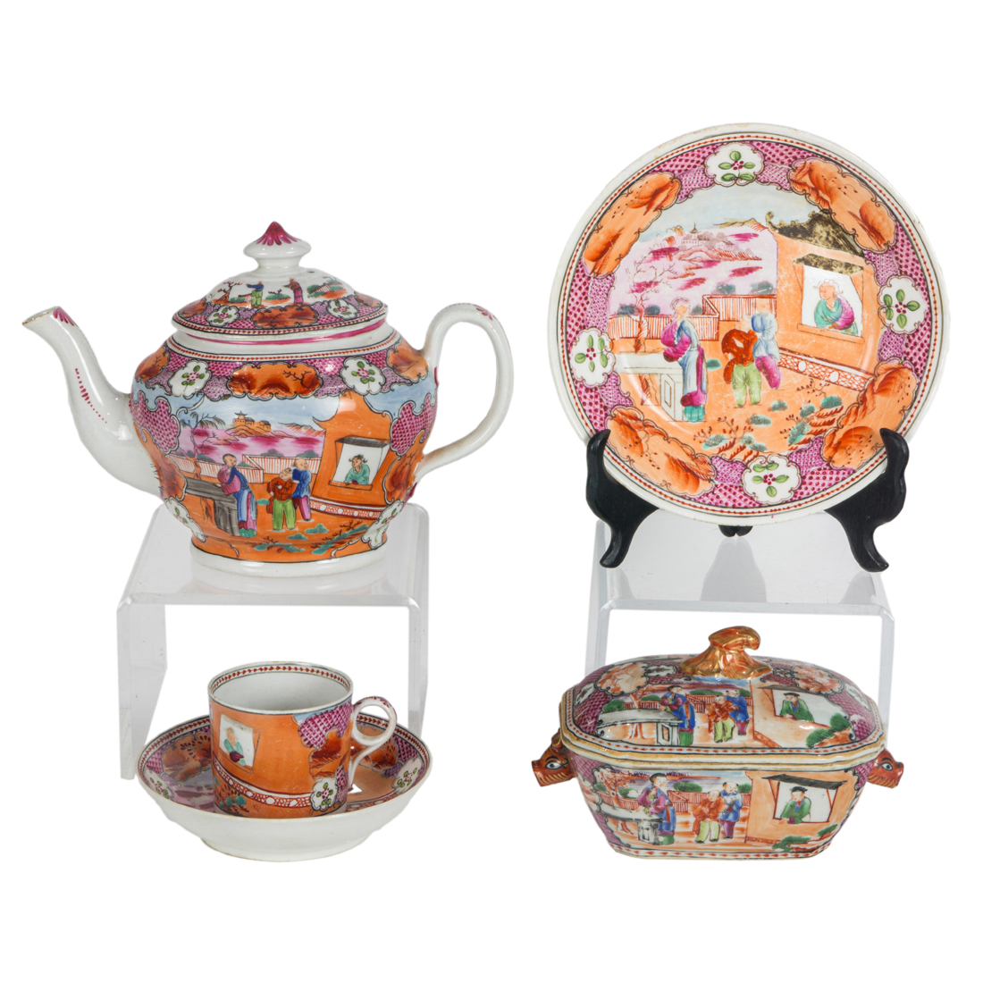 A NEW HALL PORCELAIN PARTIAL TEA