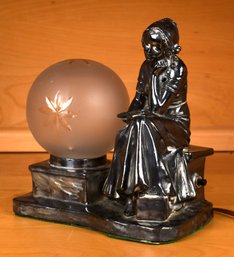 A nickel-plated figural desk