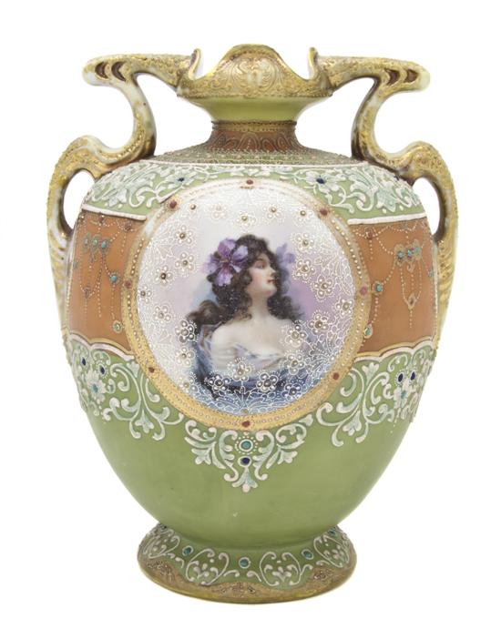A Nippon Porcelain Moriage Vase