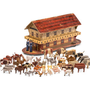 A Noah’s Ark Painted Wood Pull Toy