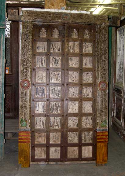 A North Indian Painted Teak Paneled