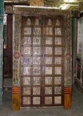 A North Indian Painted Teak Pa