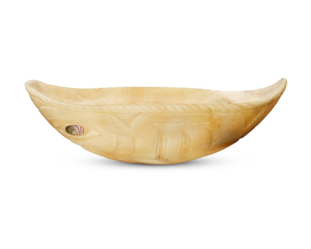 A NORTHWEST COAST CARVED HORN BOWLA