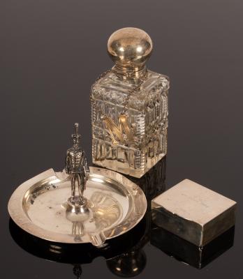A novelty silver ashtray of