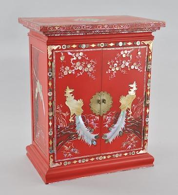 A Oriental Red Lacquer Cabinet