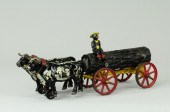 a/ OXEN DRAWN LOG WAGON Hubley