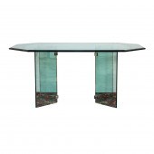 A PACE STYLE GLASS TOP DINING