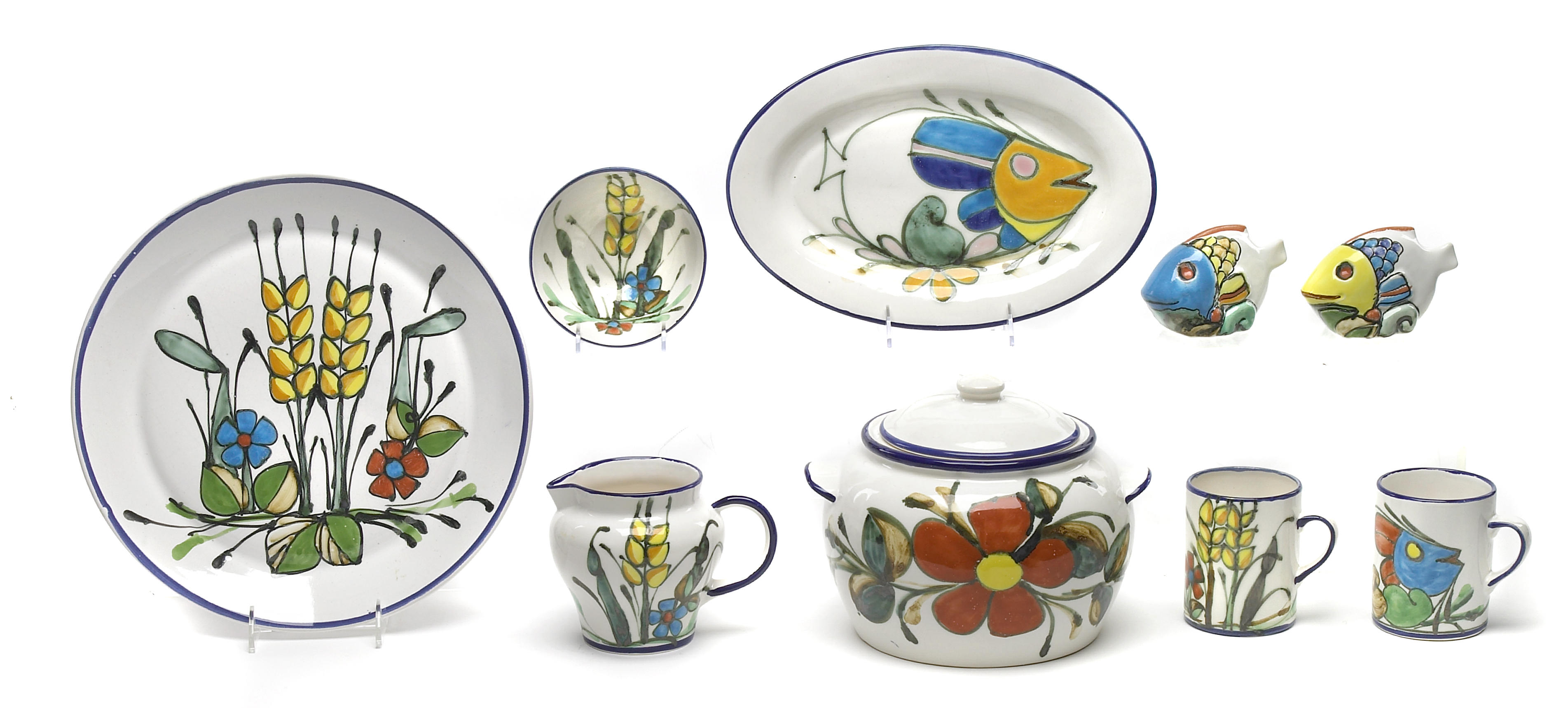 A paint decorated pottery part