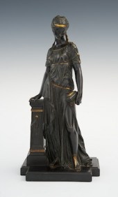 A Painted and Gilt Bronze Figu