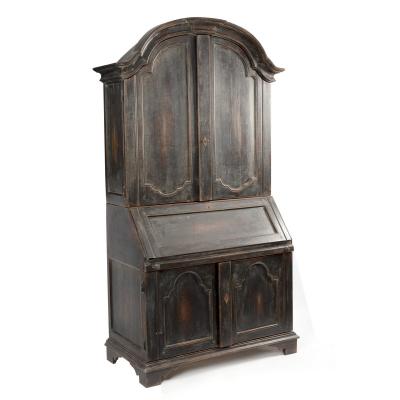 A painted bureau bookcase with arch