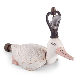 A Painted Cast Iron Duck-Form