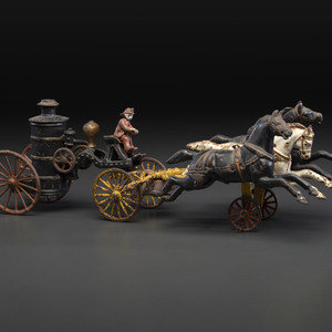 A Painted Cast Iron Three-Horse