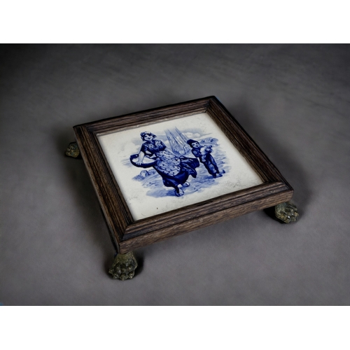 A Painted Delft Tile Trivet