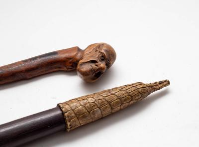 A painted hardwood tribal club with