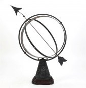 A PAINTED METAL ARMILLARY SPHE