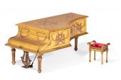 A PAINTED MINIATURE PIANO FORM
