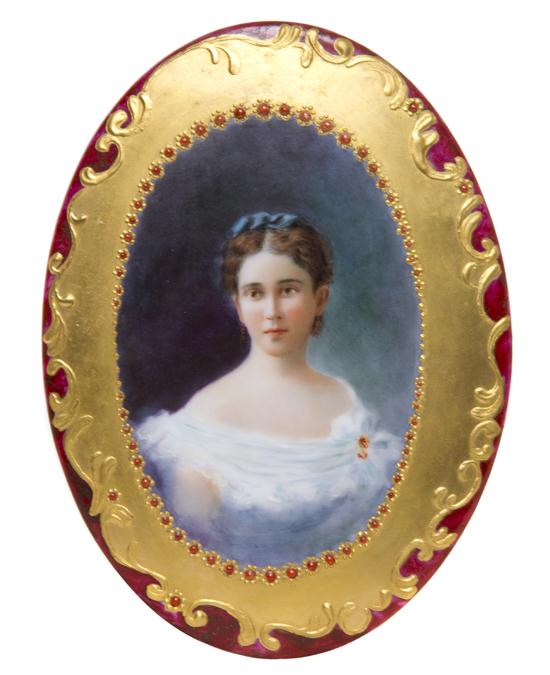 A Painted Porcelain Portrait Plaque