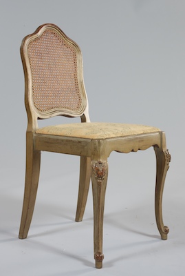 A Painted Side Chair with Cane Back