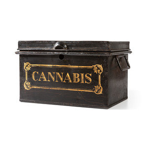 A Painted Tin Cannabis Storage