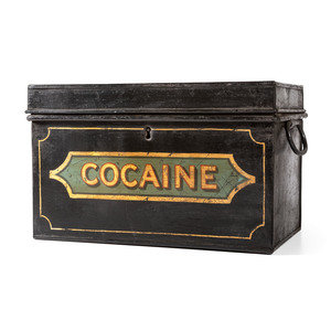 A Painted Tin Cocaine Storage Box
