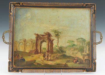 A Painted Tole Serving Tray Metal