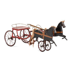 A Painted Wood and Metal Horse