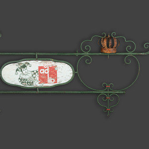 A Painted Wood and Wrought Metal
