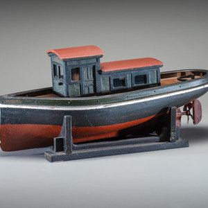 A Painted Wood Model of the Tugboat