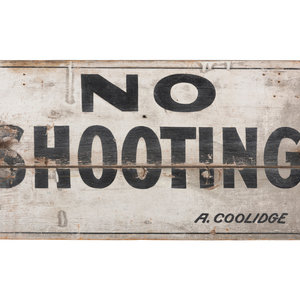 A Painted Wood 'No Shooting' Sign