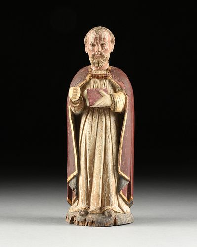 A PAINTED WOOD SANTO OF ST.