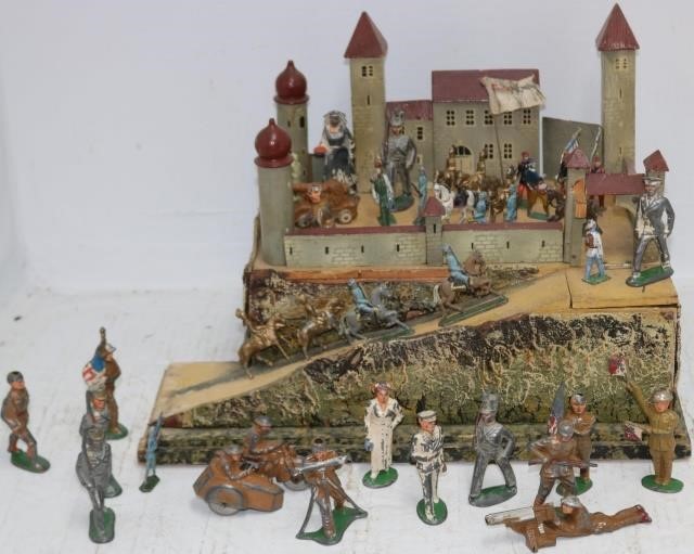 A PAINTED WOODEN CASTLE,