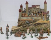 A PAINTED WOODEN CASTLE, TWO-T