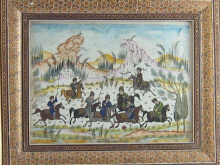 A painting of a Persian polo