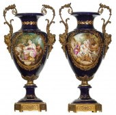 A PAIR 33-INCH SEVRES FLOOR VA