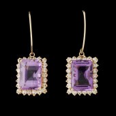 A PAIR AMETHYST AND DIAMOND 14
