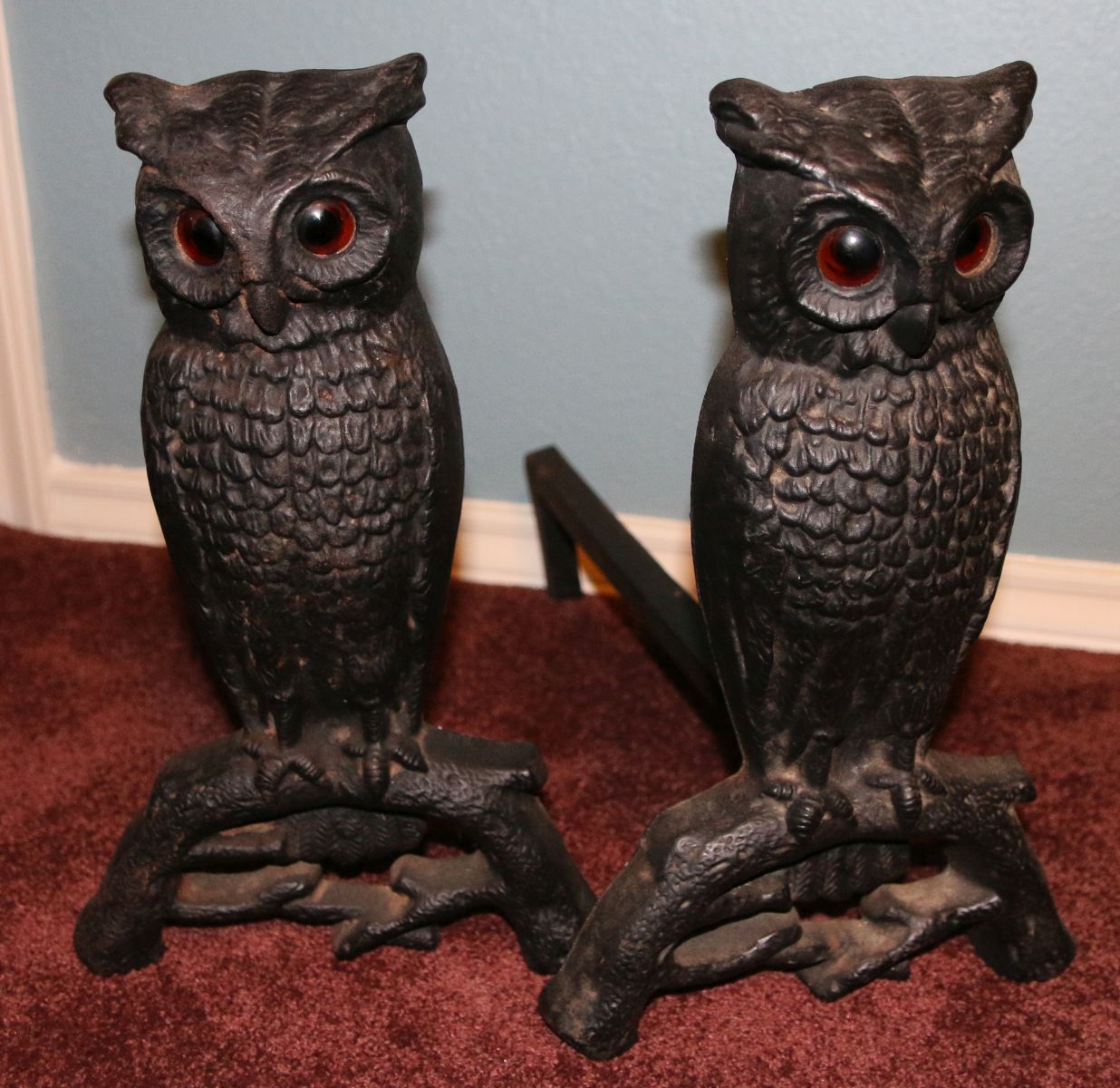 A PAIR ANTIQUE CAST IRON GLASS