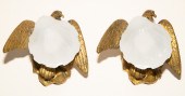 A PAIR BRONZE & GLASS EAGLE FI