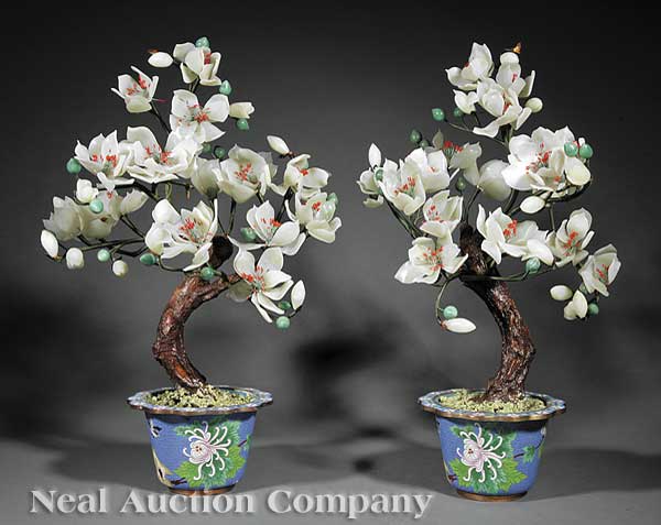 A Pair Chinese Hardstone Trees