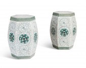 A PAIR CHINESE PORCELAIN HEXAG