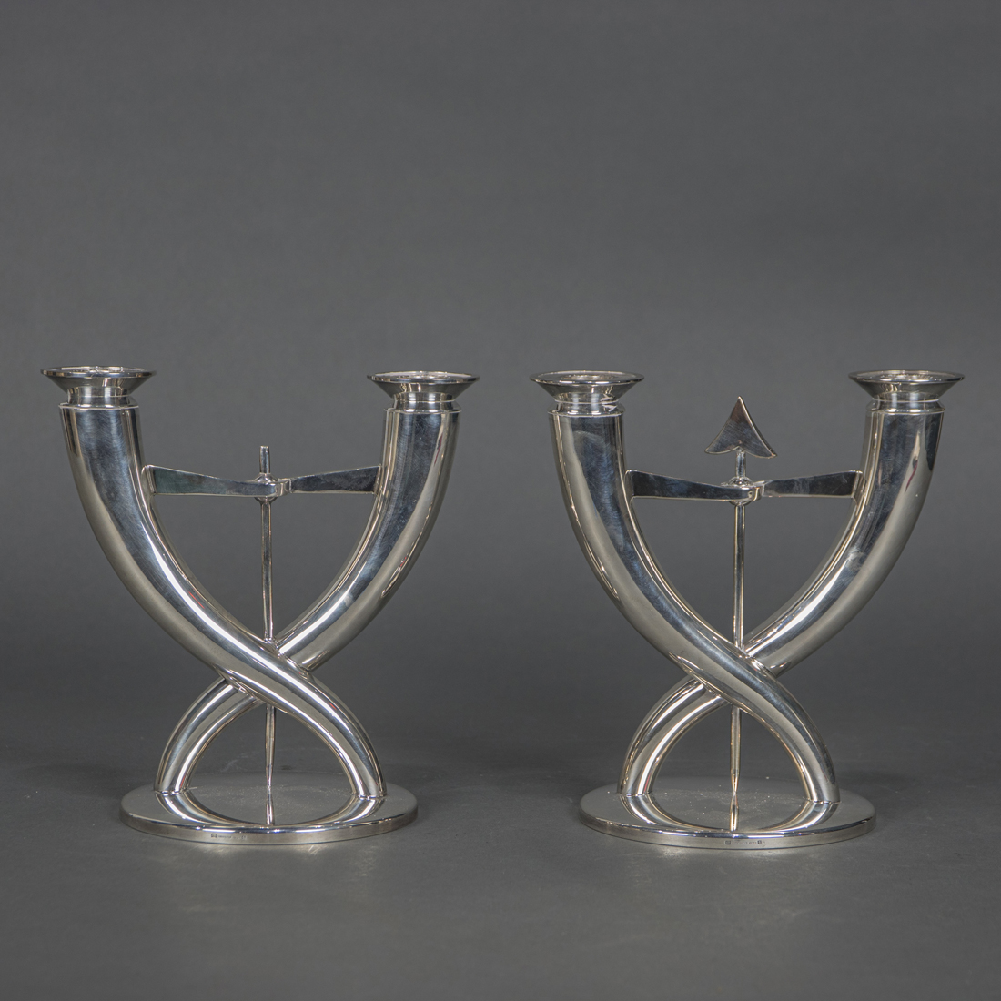 A PAIR CHRISTOFLE 'FLECHE' PLATED