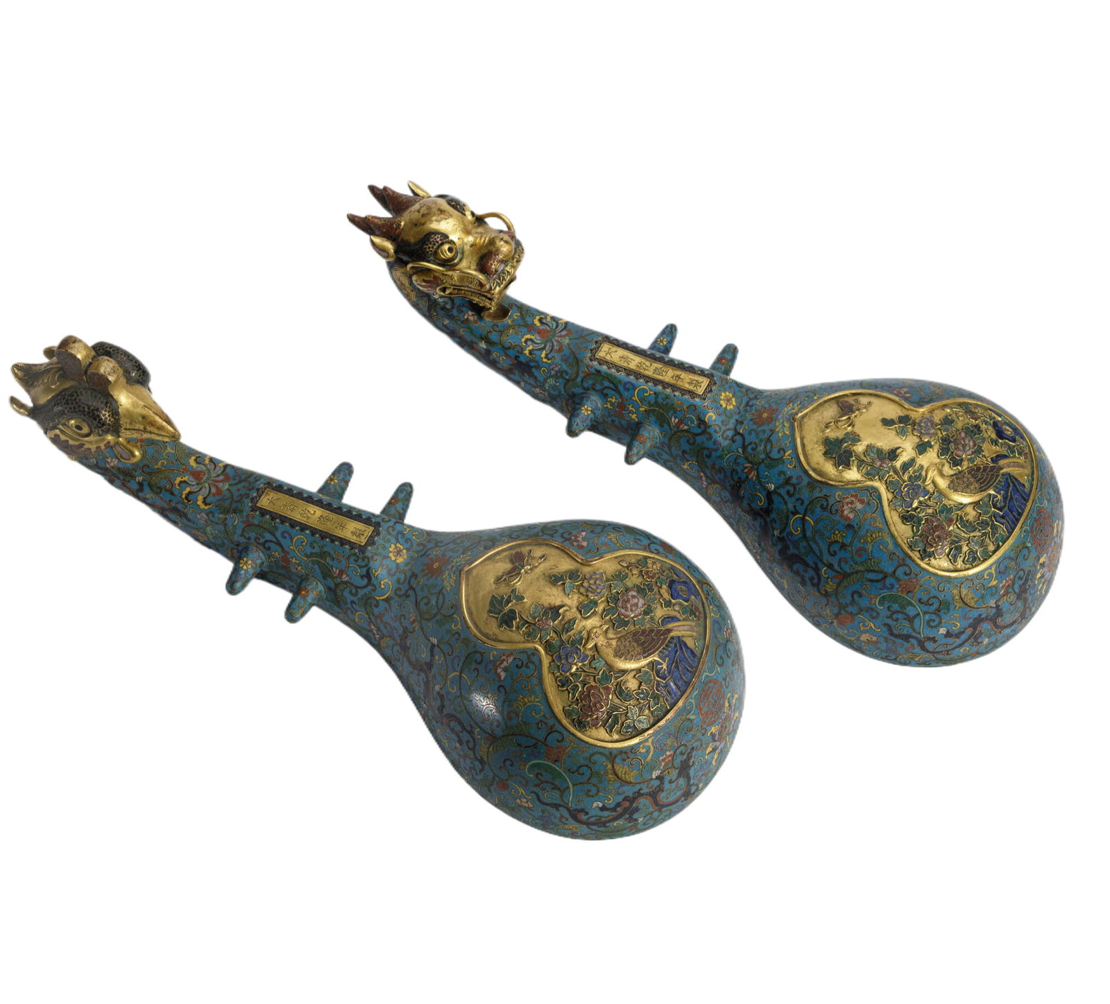 A PAIR CLOISONNE ENAMEL DRAGON
