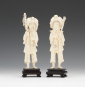 A Pair Ivory Figures of Fisher