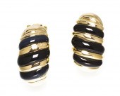 * A Pair of 14 Karat Yellow Go