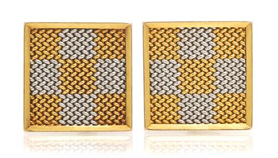 *A Pair of 14 Karat Gold Meshwork