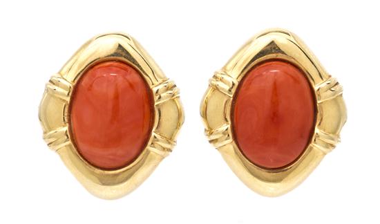 *A Pair of 14 Karat Yellow Gold and