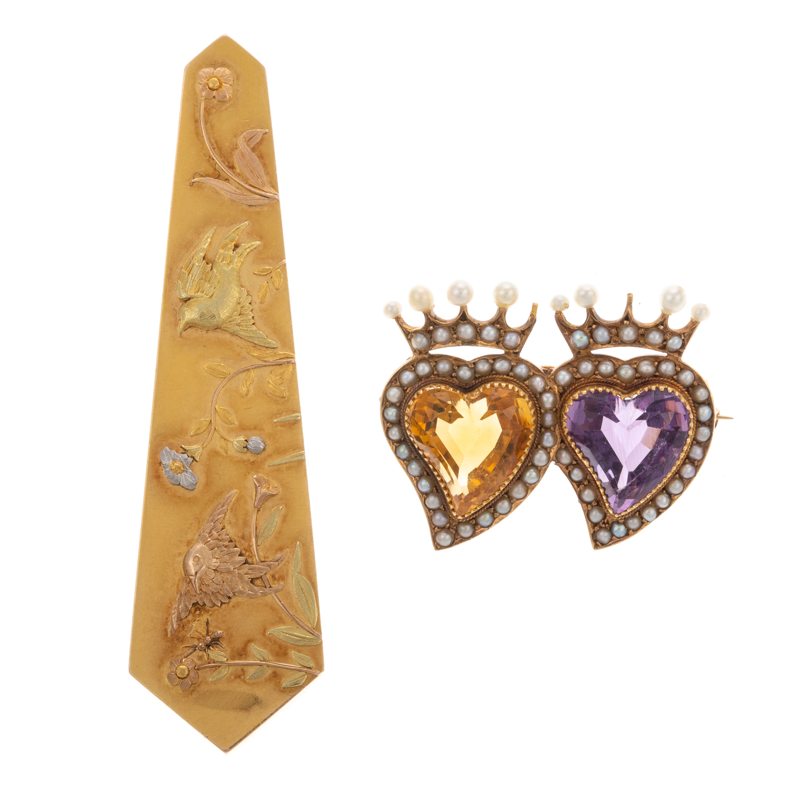 A PAIR OF 14K & 15K ANTIQUE