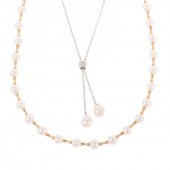 A PAIR OF 14K GOLD PEARL NECKL