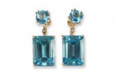 A PAIR OF 14K GOLD LONDON BLUE