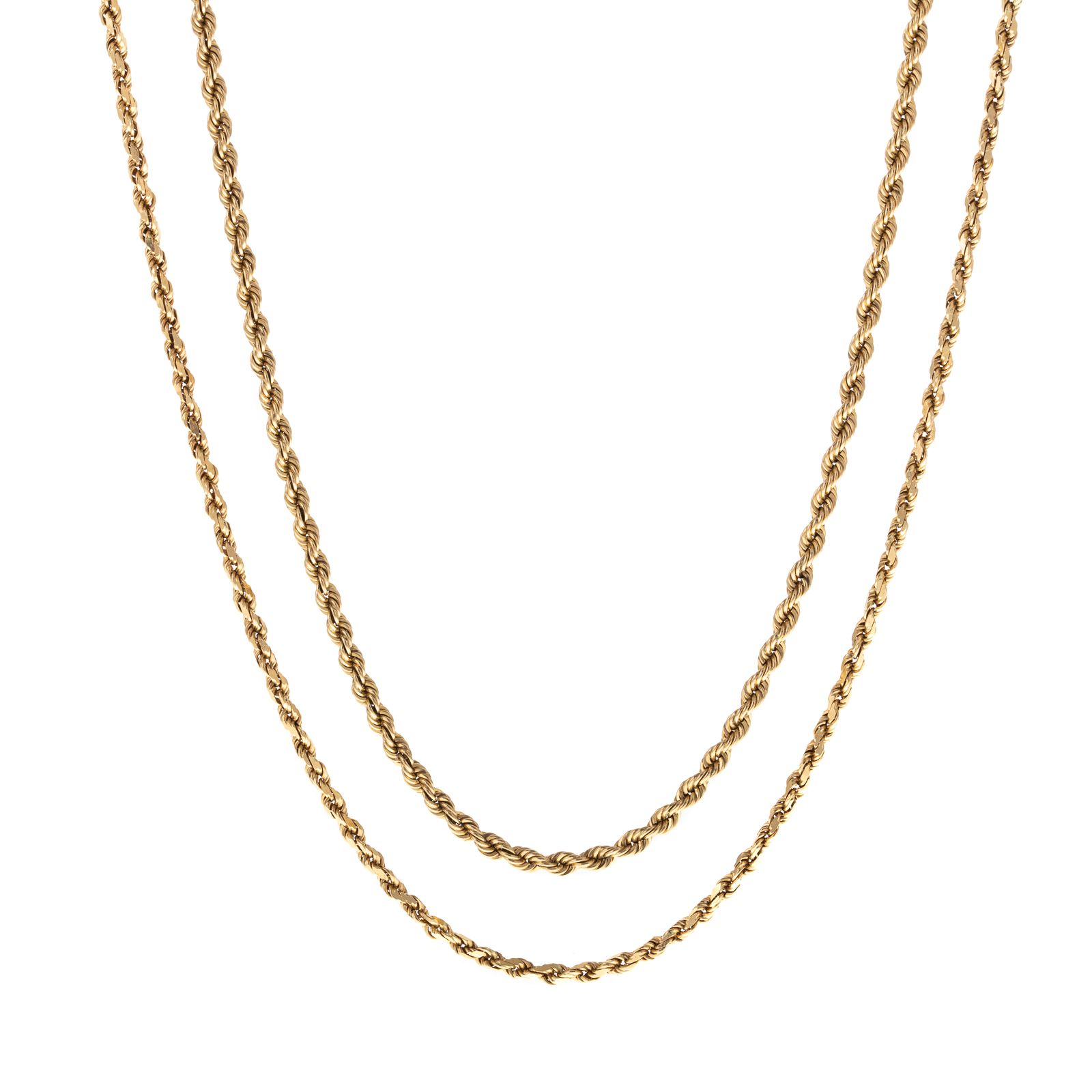 A PAIR OF 14K ROPE CHAIN