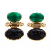 A PAIR OF 14K SCARAB EARRINGS